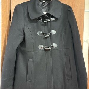 Attention Black Pea Coat with Toggle Closures
